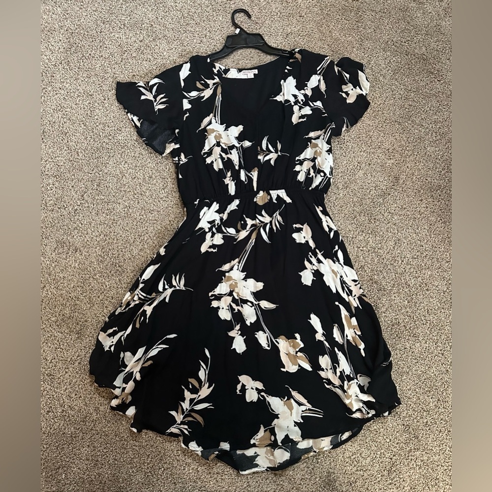 Floral Black and White Womens Dress